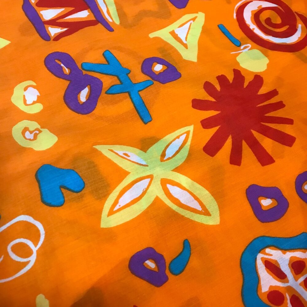 Cotton Fabric 6.3 Yards Abstract Orange Red Yellow Blue Vibrant Sewing Quilt